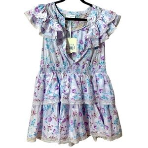 NWT LoveShackFancy x Target Lou in Purple Floral Double Ruffle Tiered Dress XL